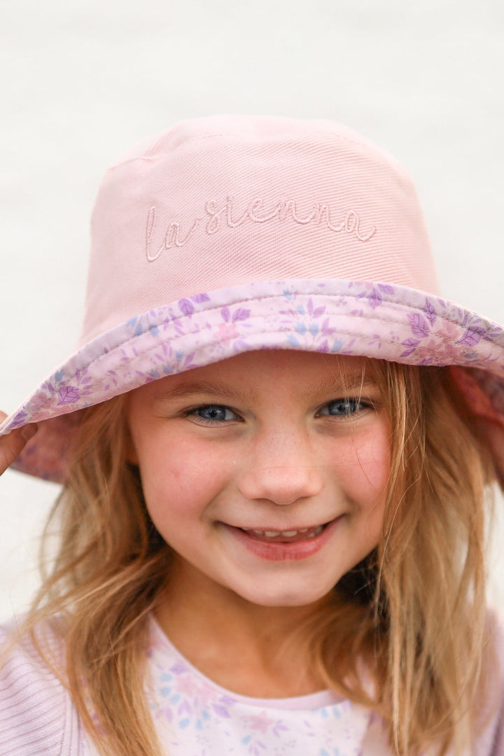 Toddler girls purple floral bucket hat