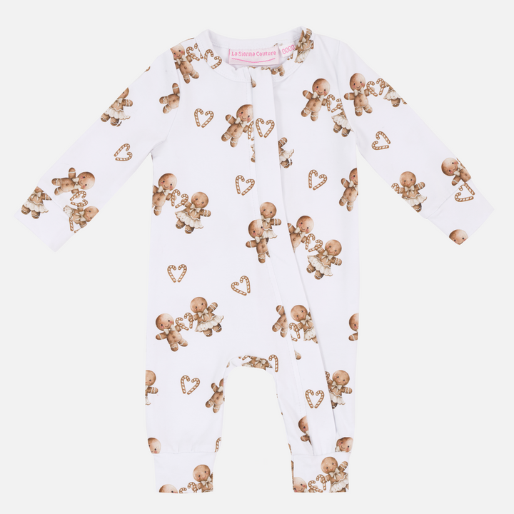 LS Zip Romper - Gingerbread