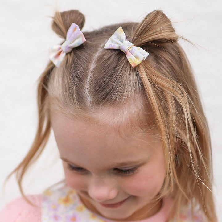 light floral mini bow hair clips