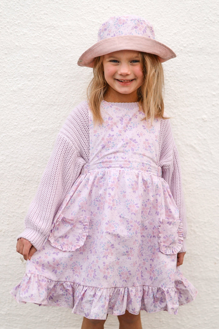 Toddler girls purple floral bucket hat