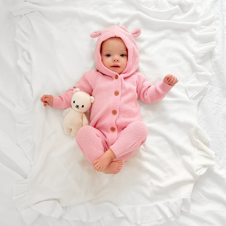 Bear Knitted Romper - Tulip