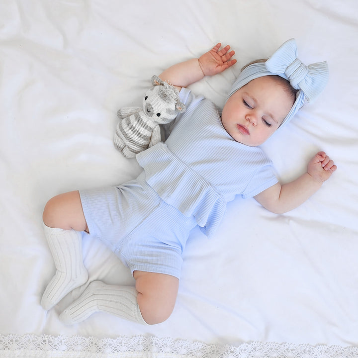 Cozy Ruffle Top - Ice Blue