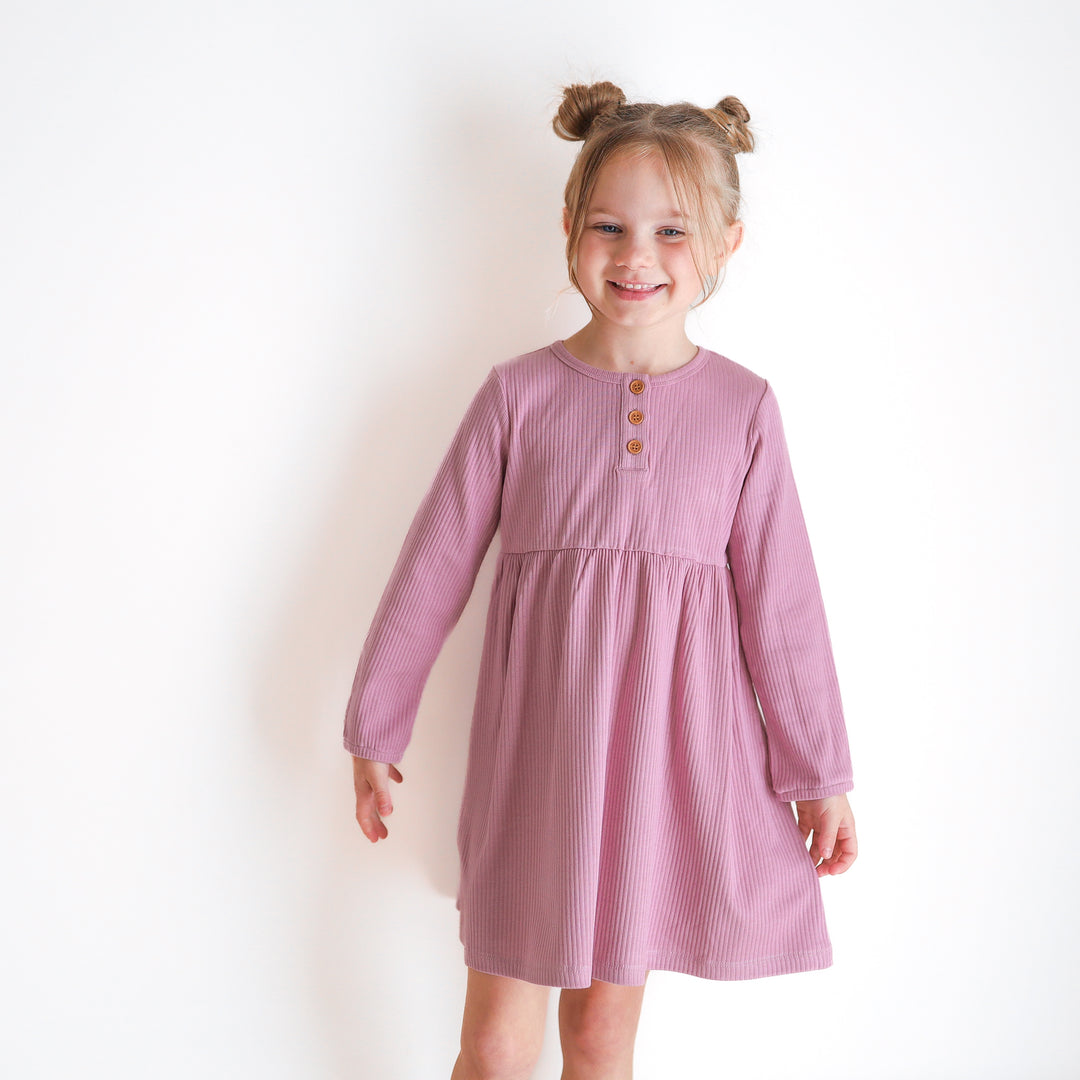 Girls long sleeve purple dress with bow