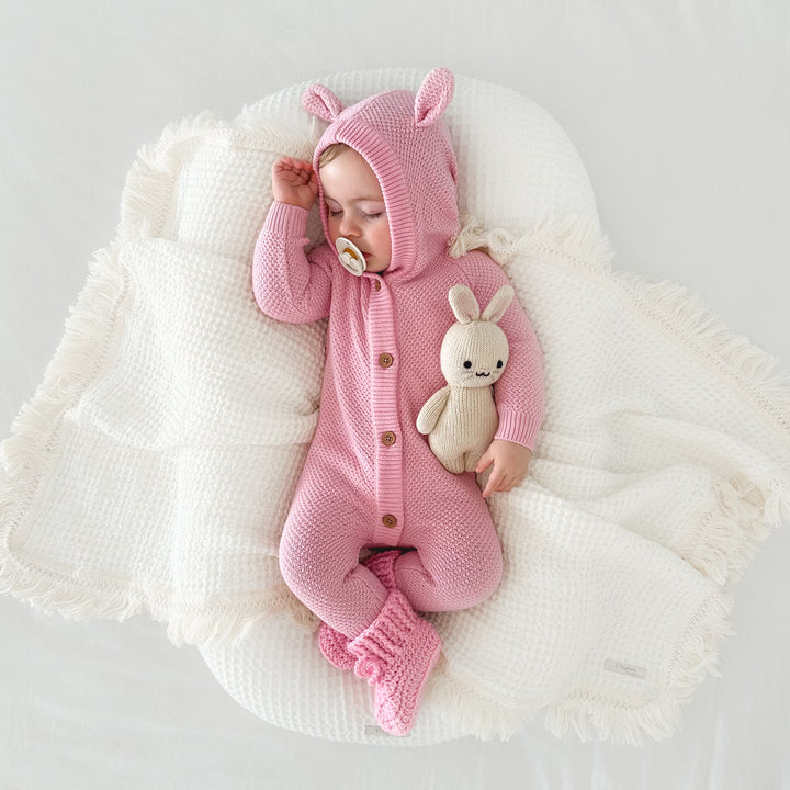 Bear Knitted Romper - Tulip