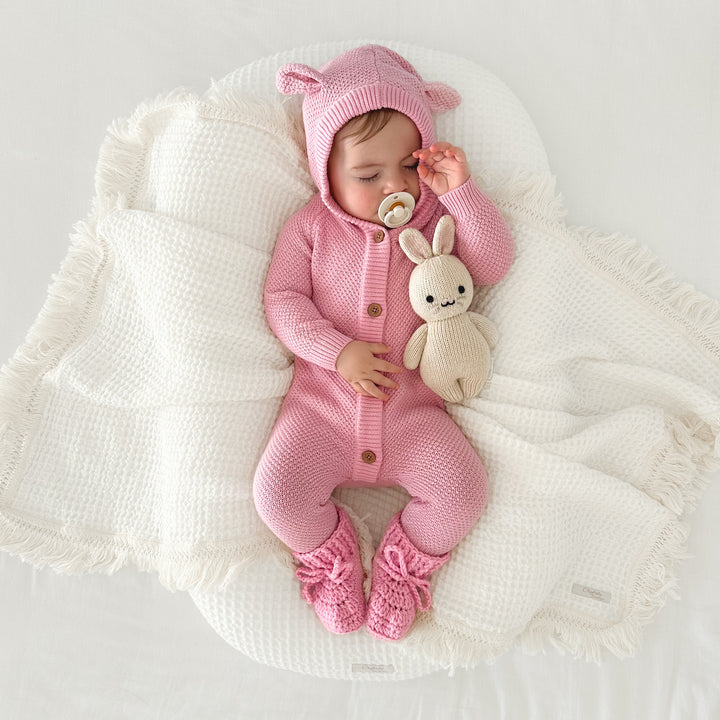 Bear Knitted Romper - Tulip