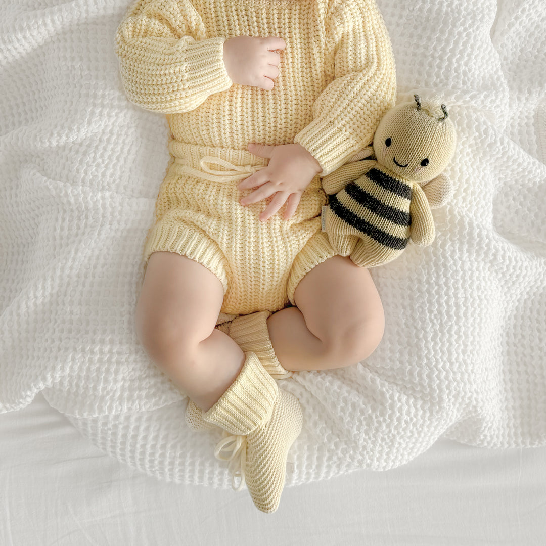 Newborn yellow Knitted Booties