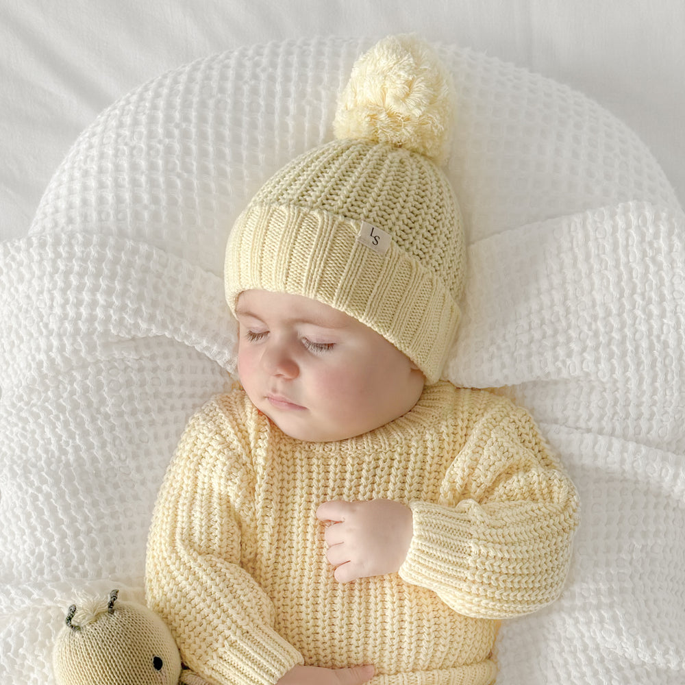 baby kids unisex  yellow knitted beanie