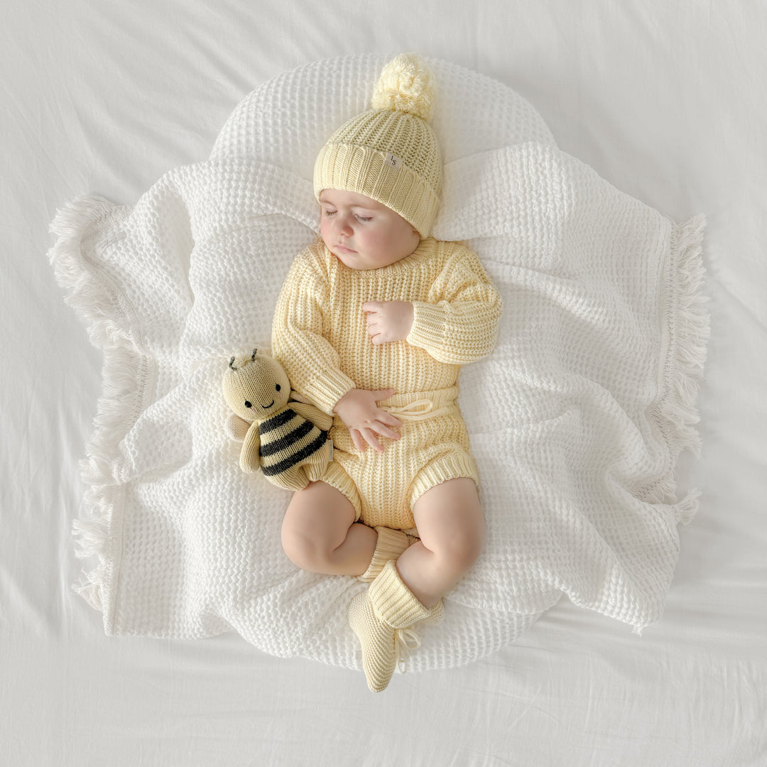 yellow baby kids chunky knited jumper