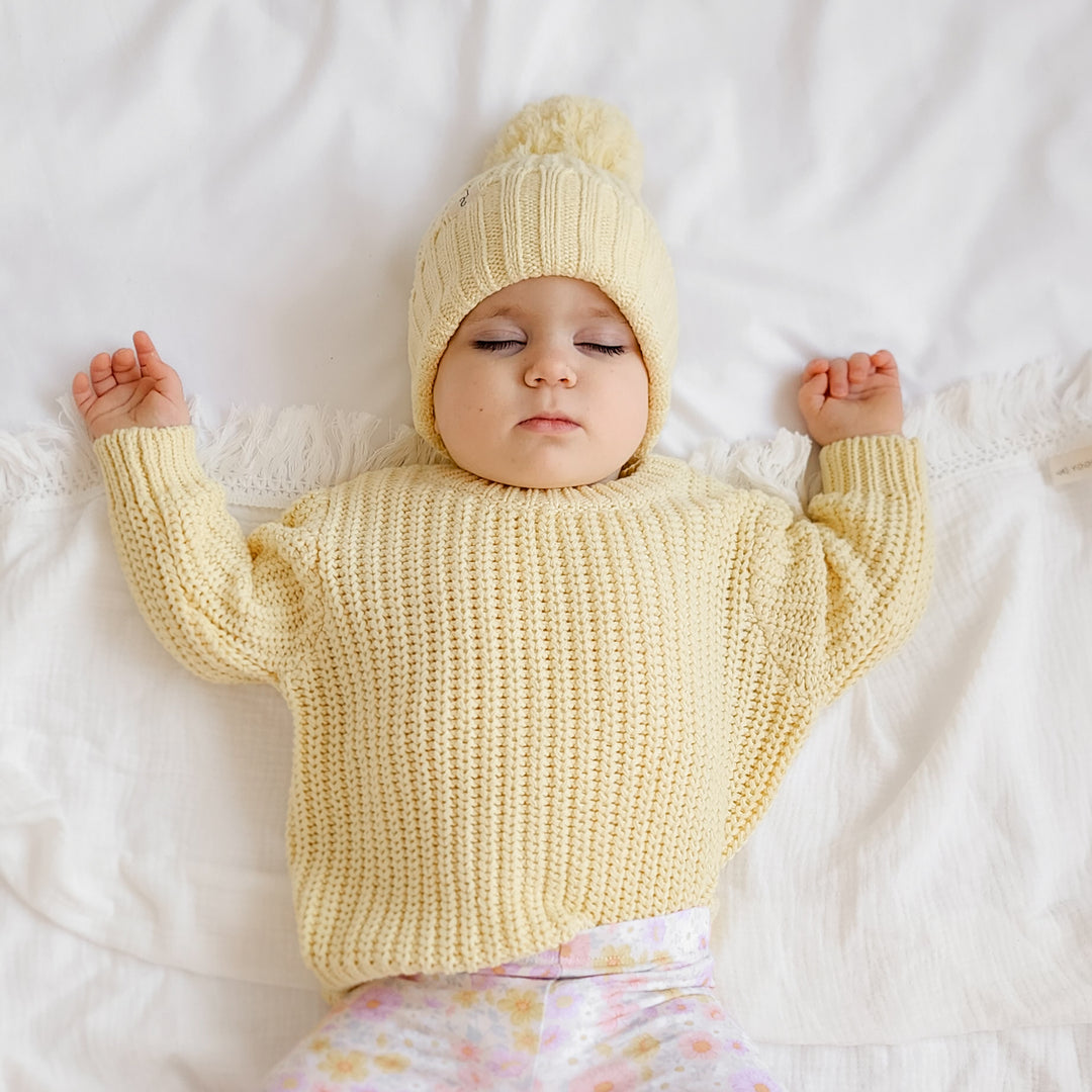 baby kids unisex  yellow knitted beanie