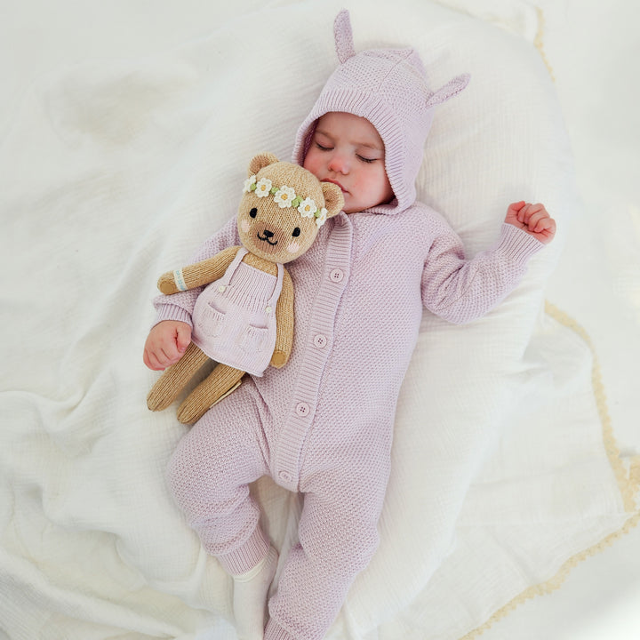 Bear Knitted Romper - Lilac Blossom