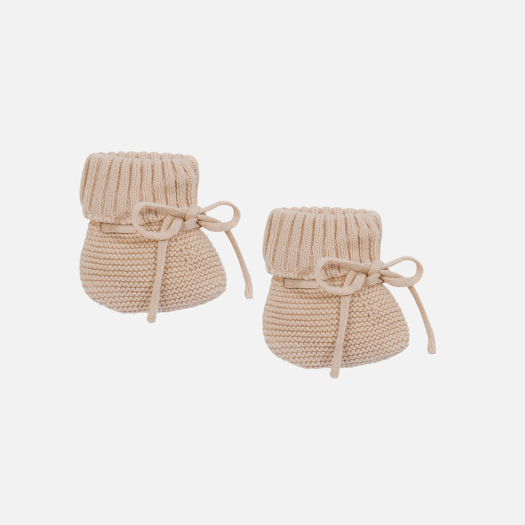 baby knitted booties oat