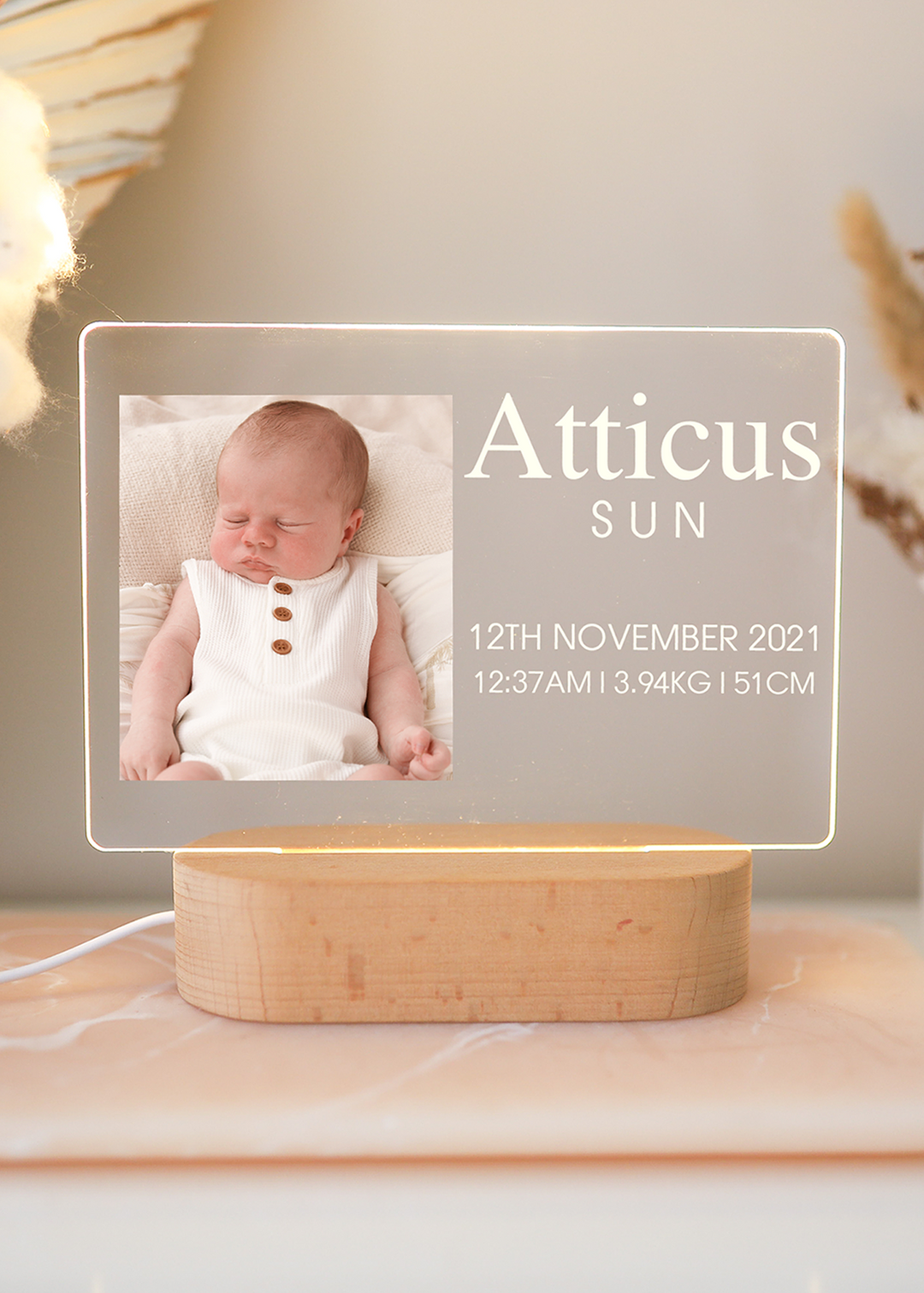 Acrylic Night Light - Birth Announcement W/ Custom Image