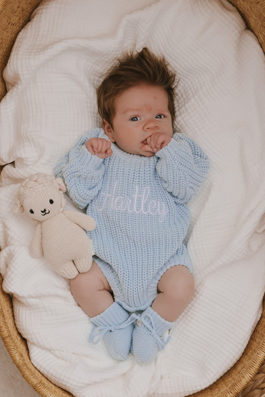 Super Chunky Knit Romper - Sky Blue