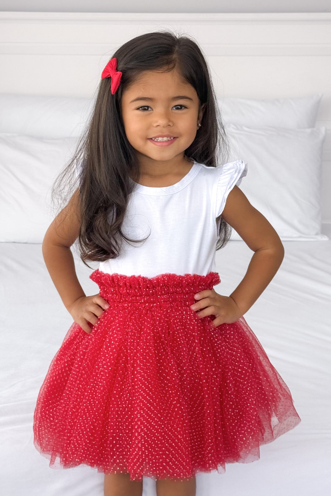 Tulle Sparkle Tutu Skirt - Red