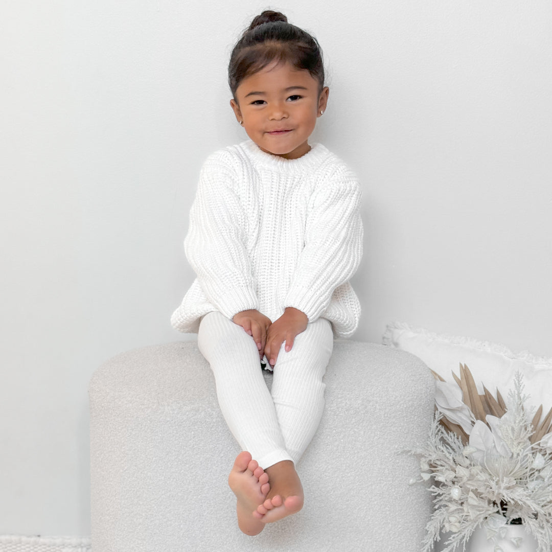 white baby kids chunky knitted jumper