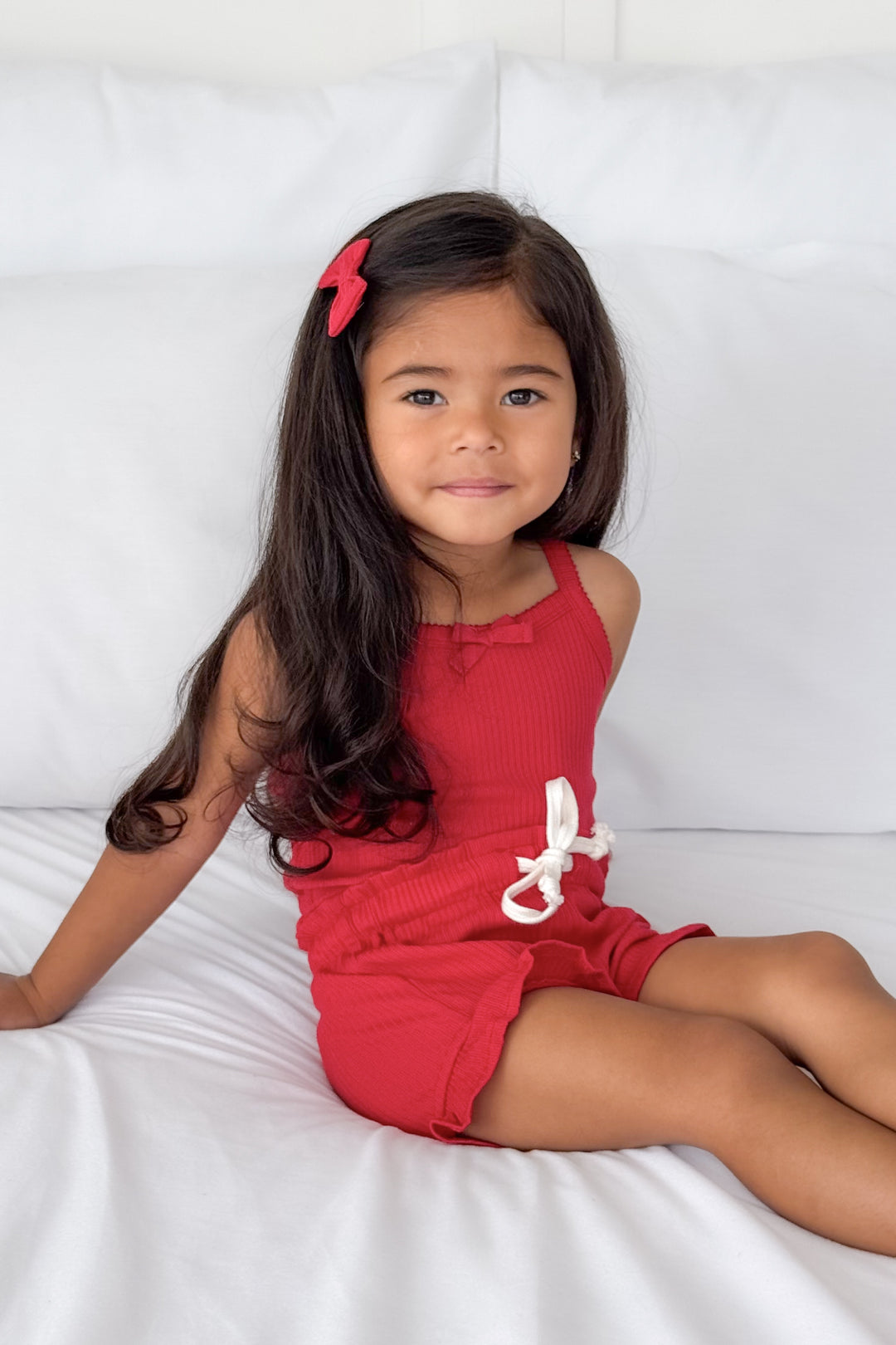 Dainty Cozy Singlet & Shorties Set - Red