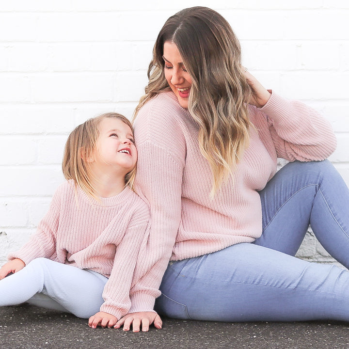 baby girls rose quartz pink chunky knitted jumper