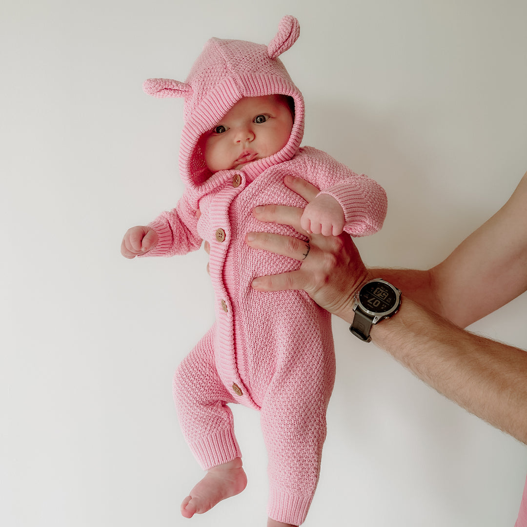 Bear Knitted Romper - Tulip