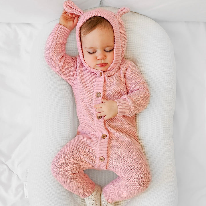 Bear Knitted Romper - Tulip