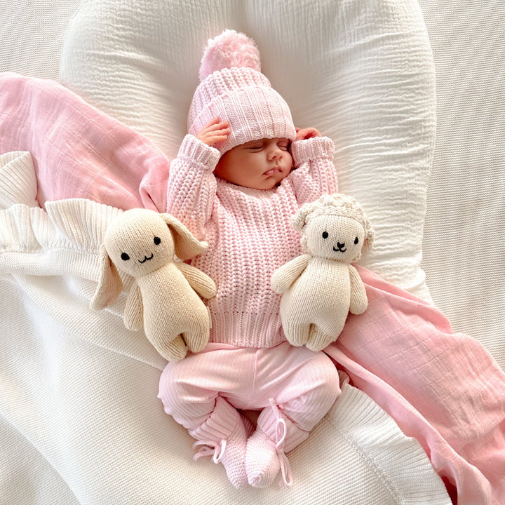 Baby pink knitted beanie