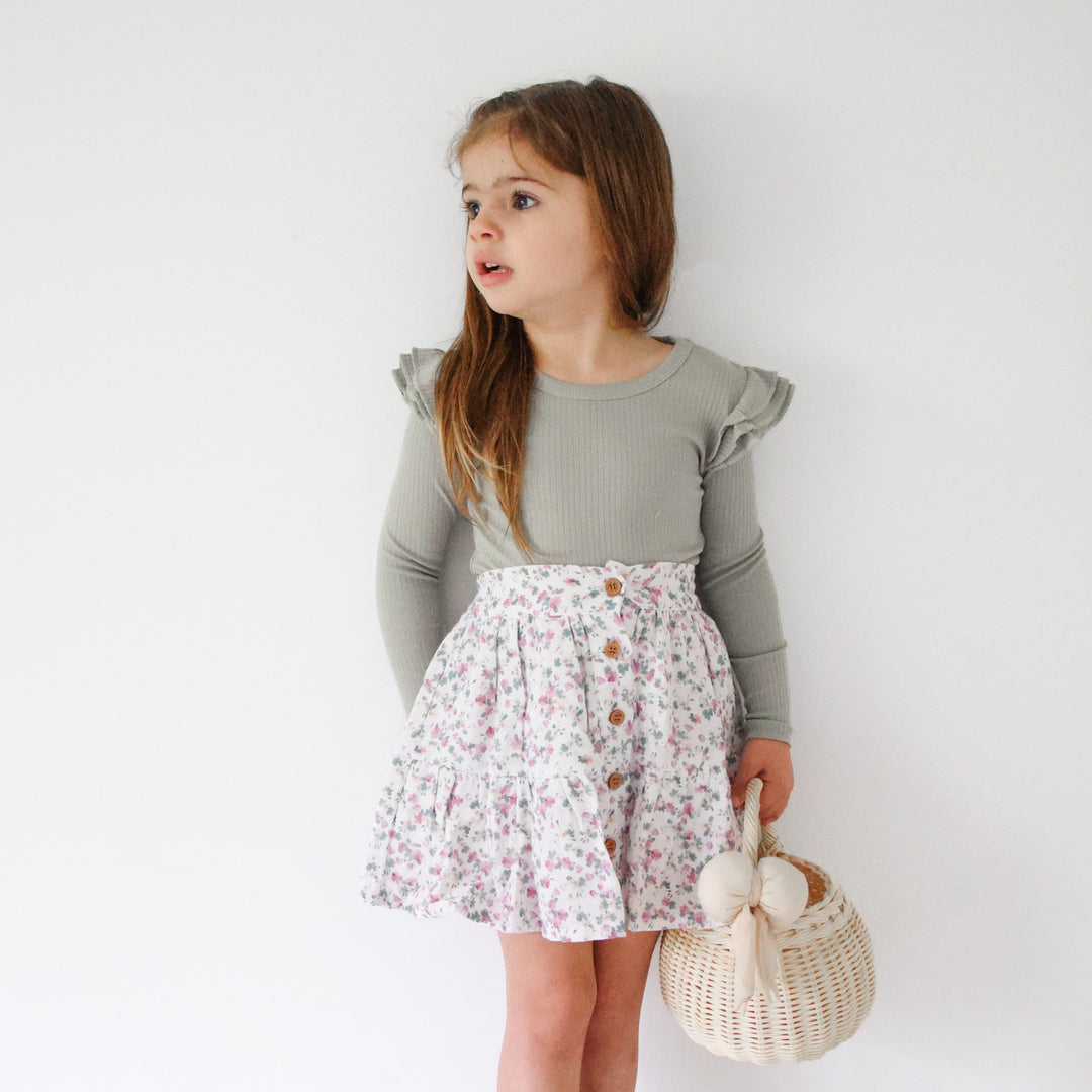 Girls floral skirt with buttons