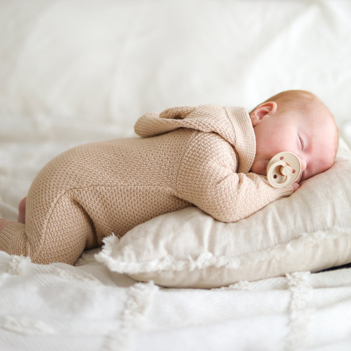 Bear Knitted Romper - Oatmeal