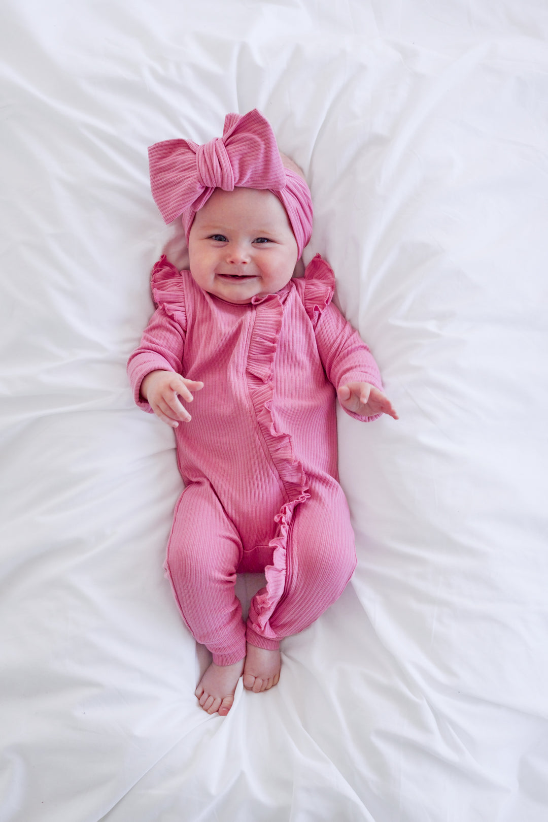 Cozy Frilly Zip Romper - Berry Bliss