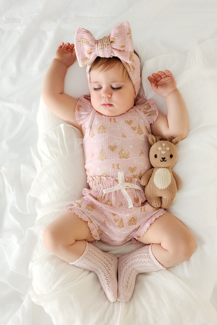 Cozy Singlet & Shorties Set - Pink Christmas Village