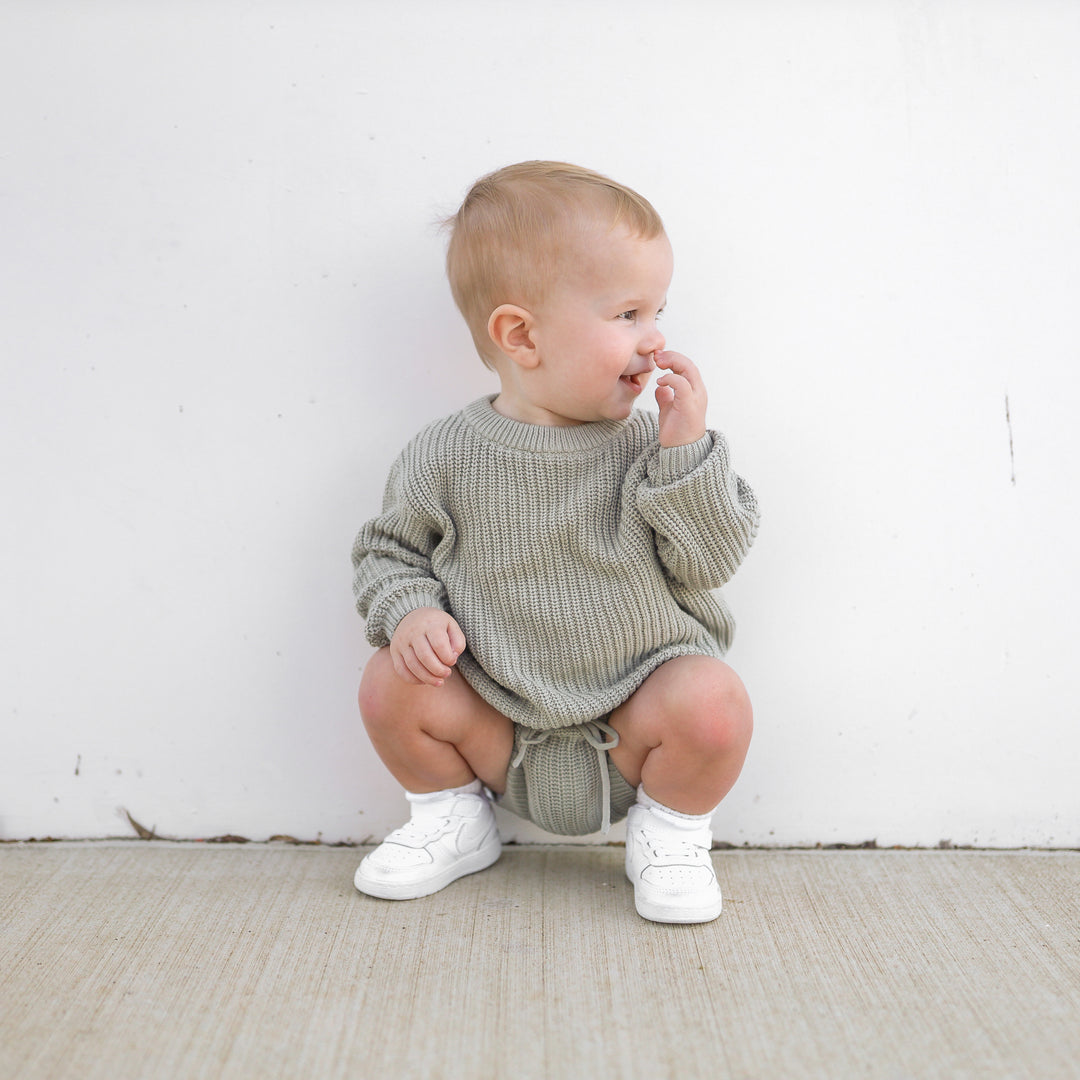 Chunky Knit Bloomers - Basil