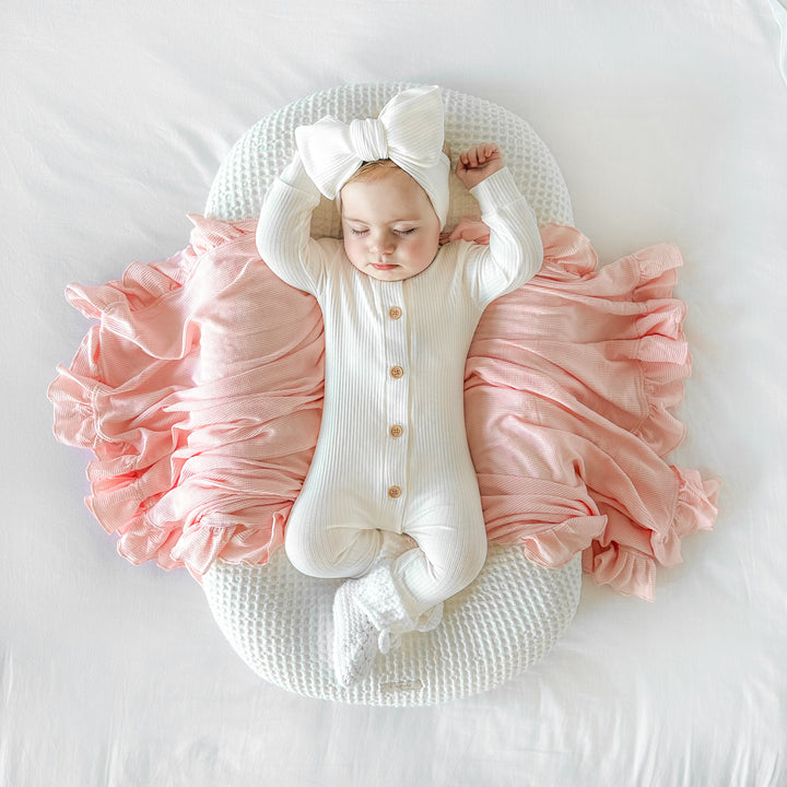 Waffle Ruffle Baby Wrap - Peach Dust