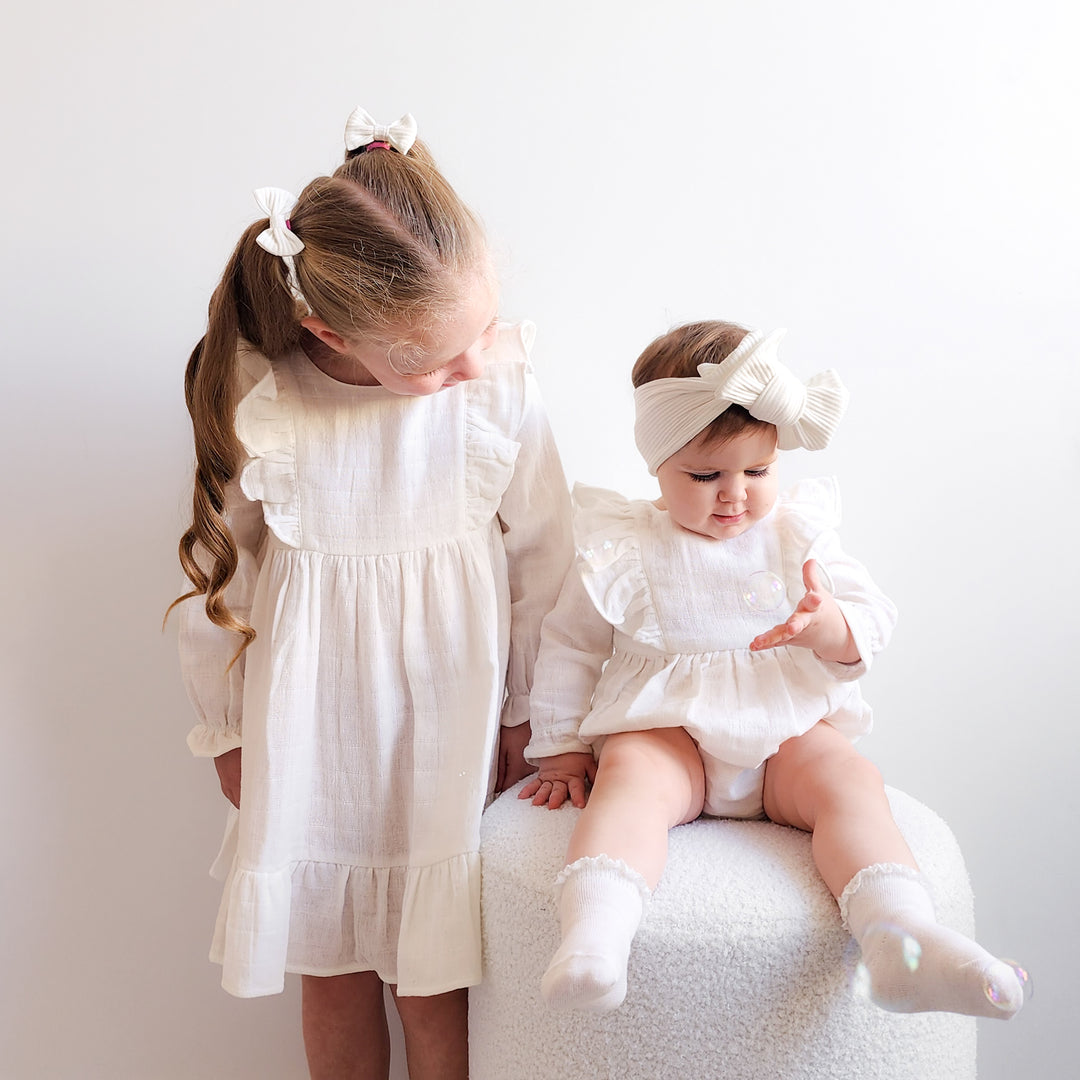 Muslin Frill Romper - Coconut Milk