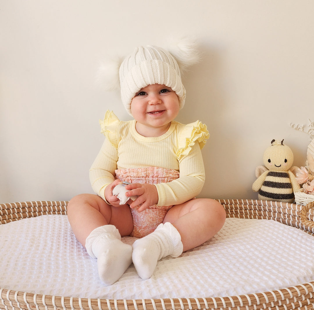 baby girl yellow long sleeve bodysuit