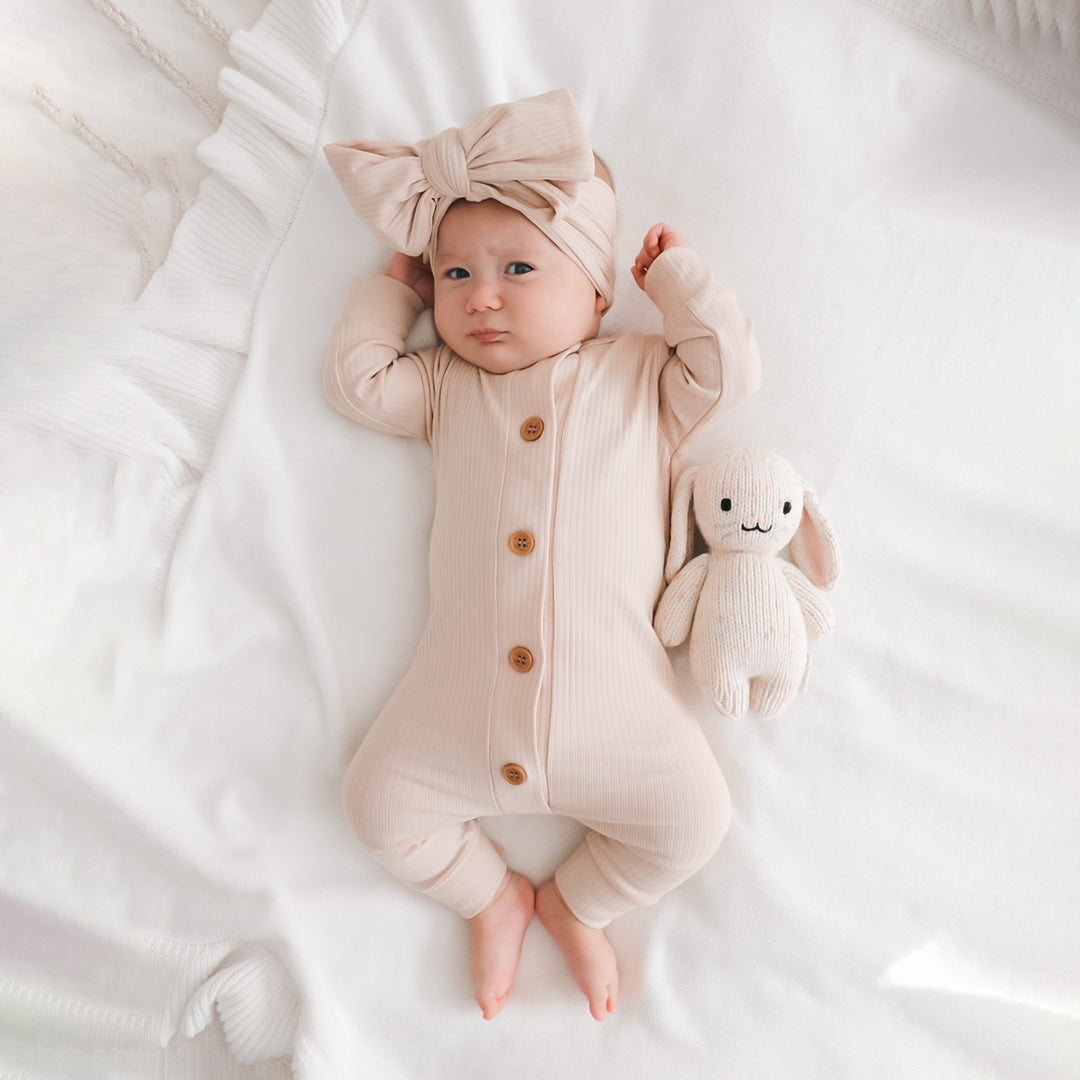 Oatmeal baby long sleeve romper