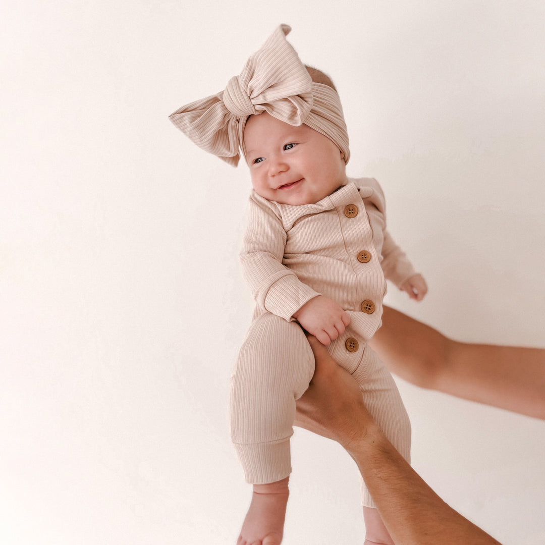 Oatmeal baby long sleeve romper