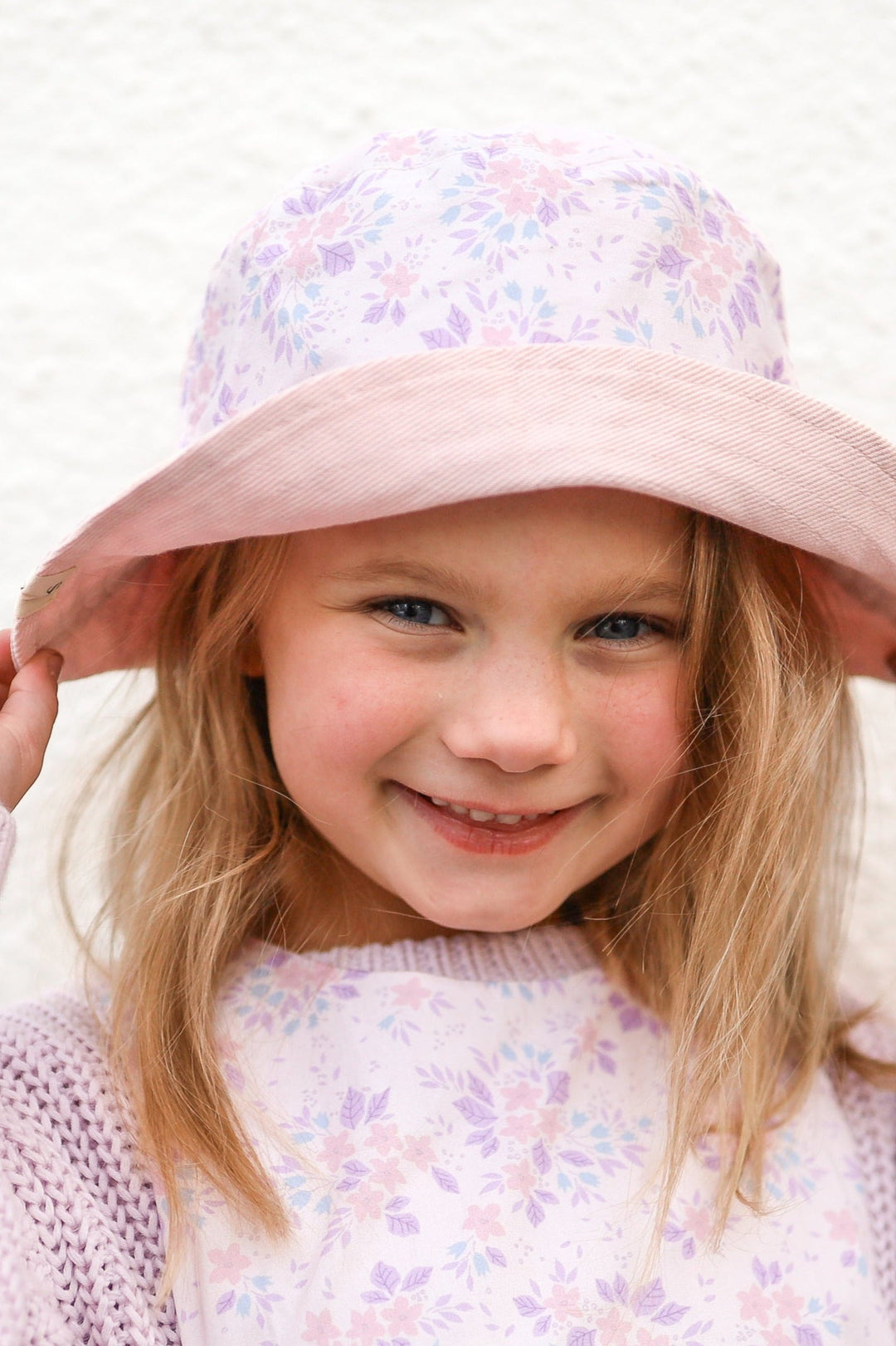 Toddler girls purple floral bucket hat