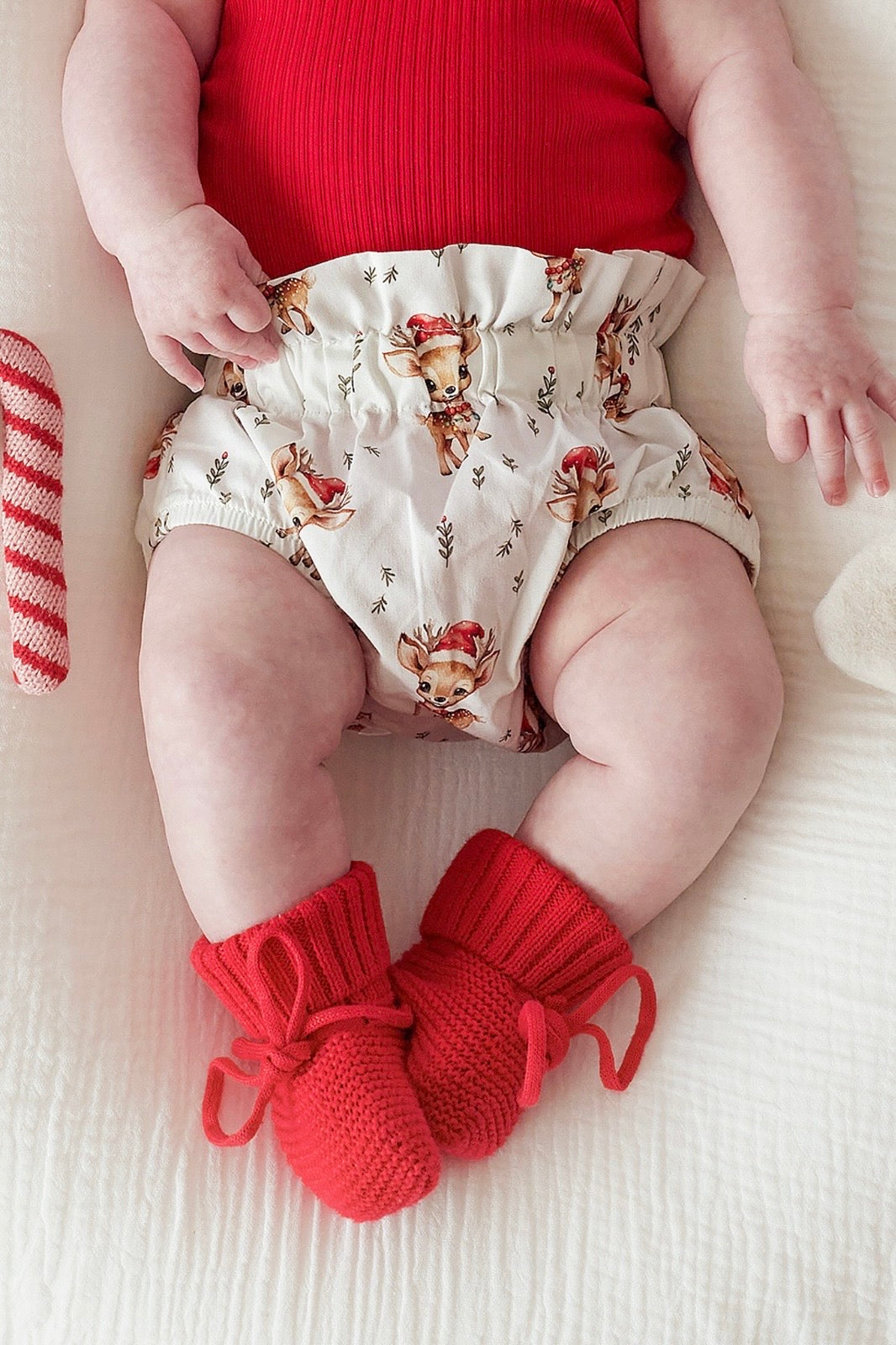 Knitted Booties - Red