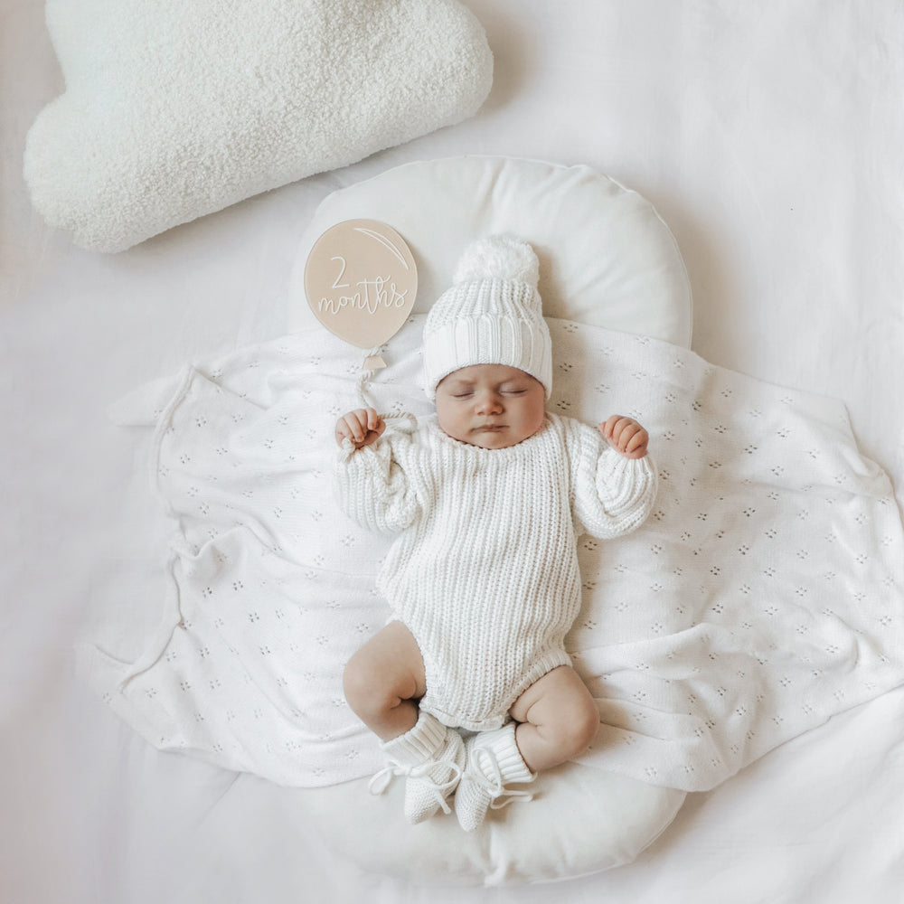 baby white knitted long sleeve romper
