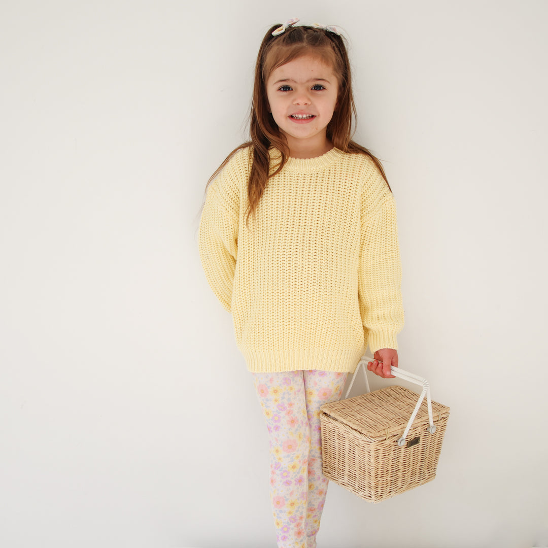 yellow baby kids girls chunky knitted jumper