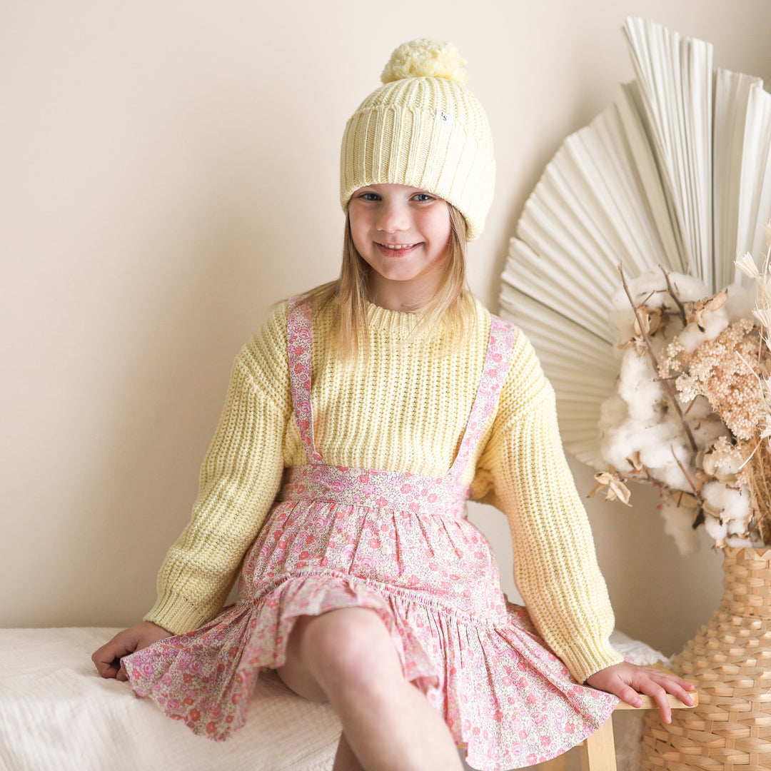 yellow baby kids girls chunky knitted jumper