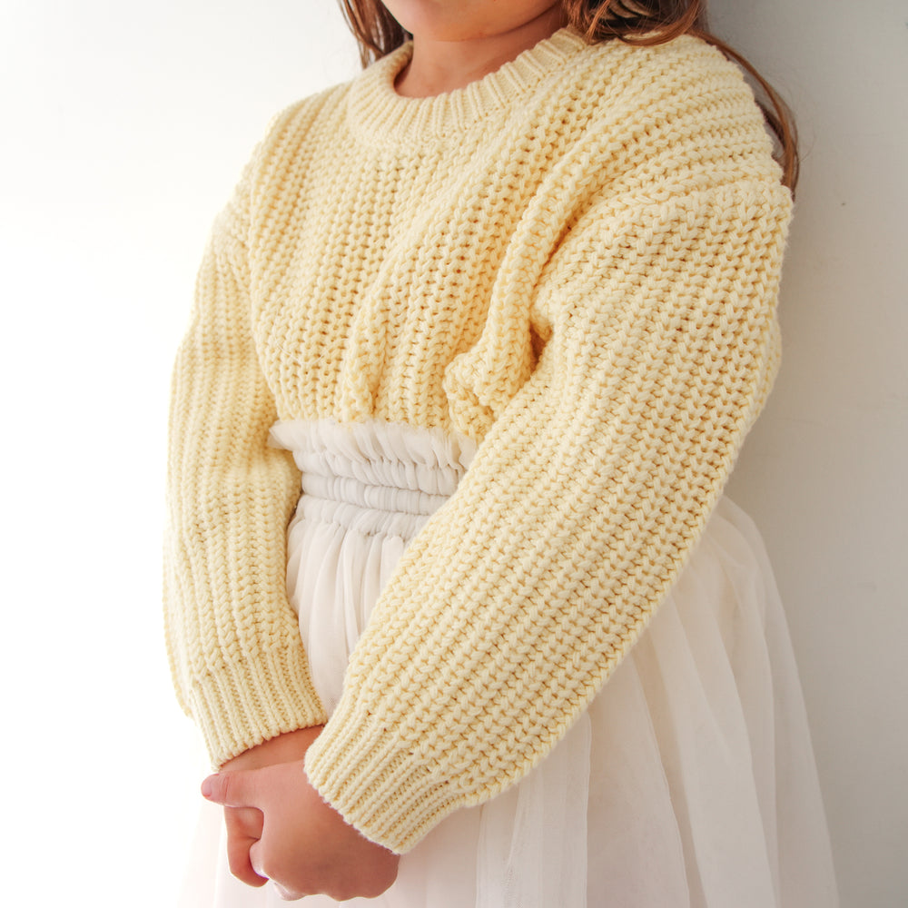 yellow baby kids chunky knited jumper