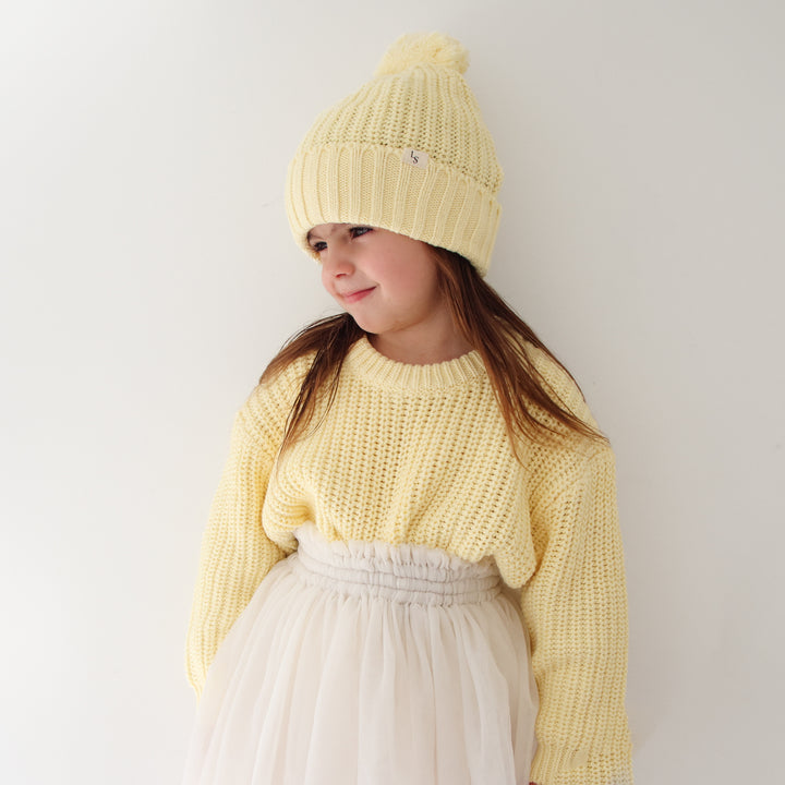 yellow baby kids girls chunky knitted jumper