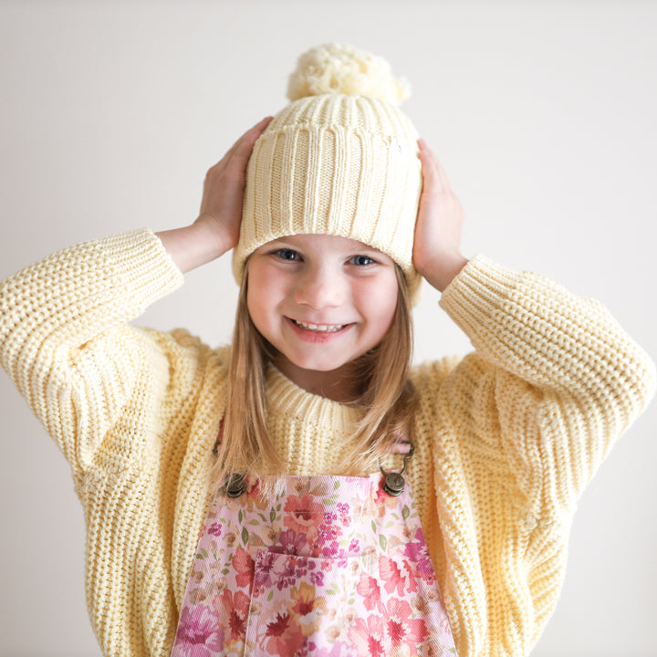 kids unisex  yellow knitted beanie