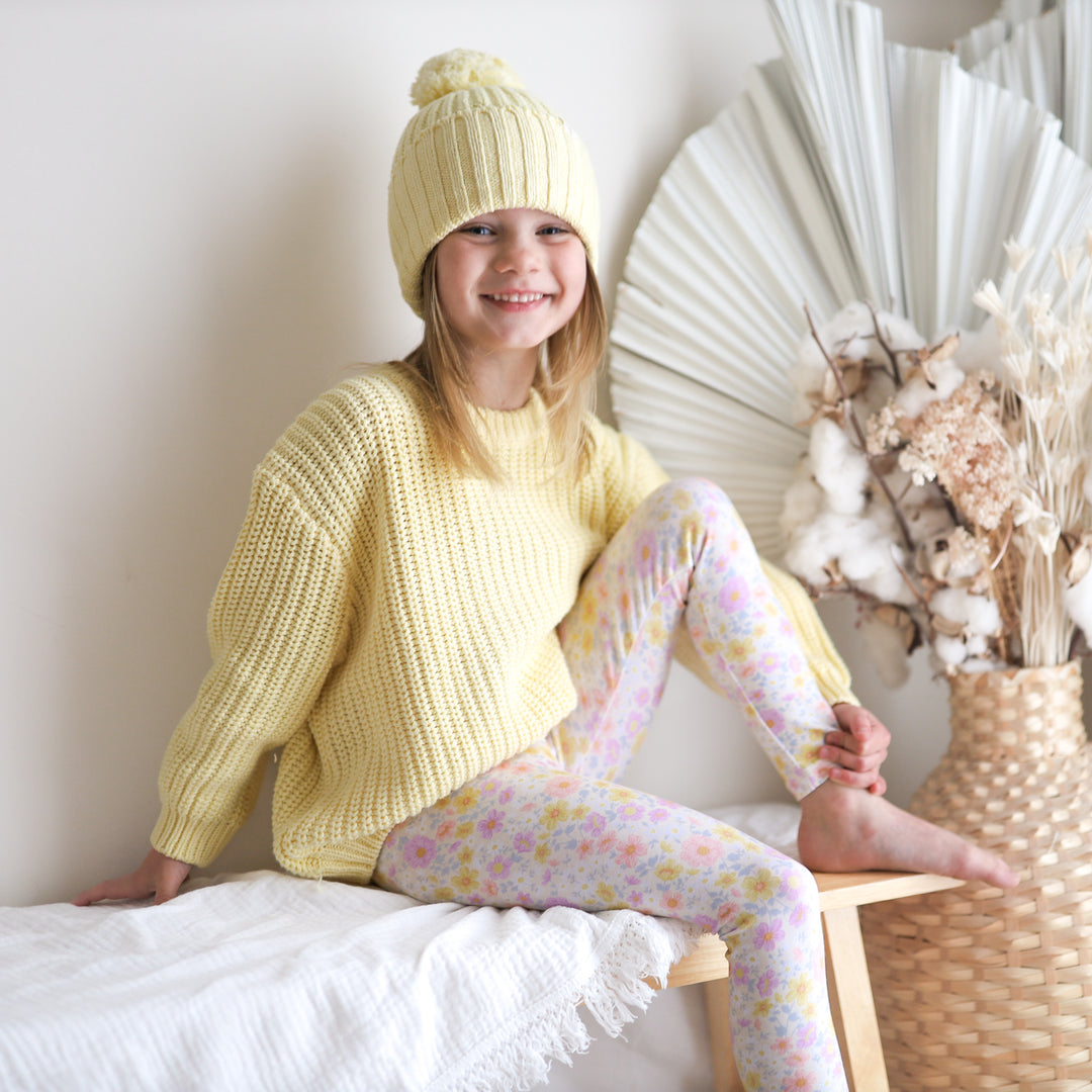 kids unisex  yellow knitted beanie