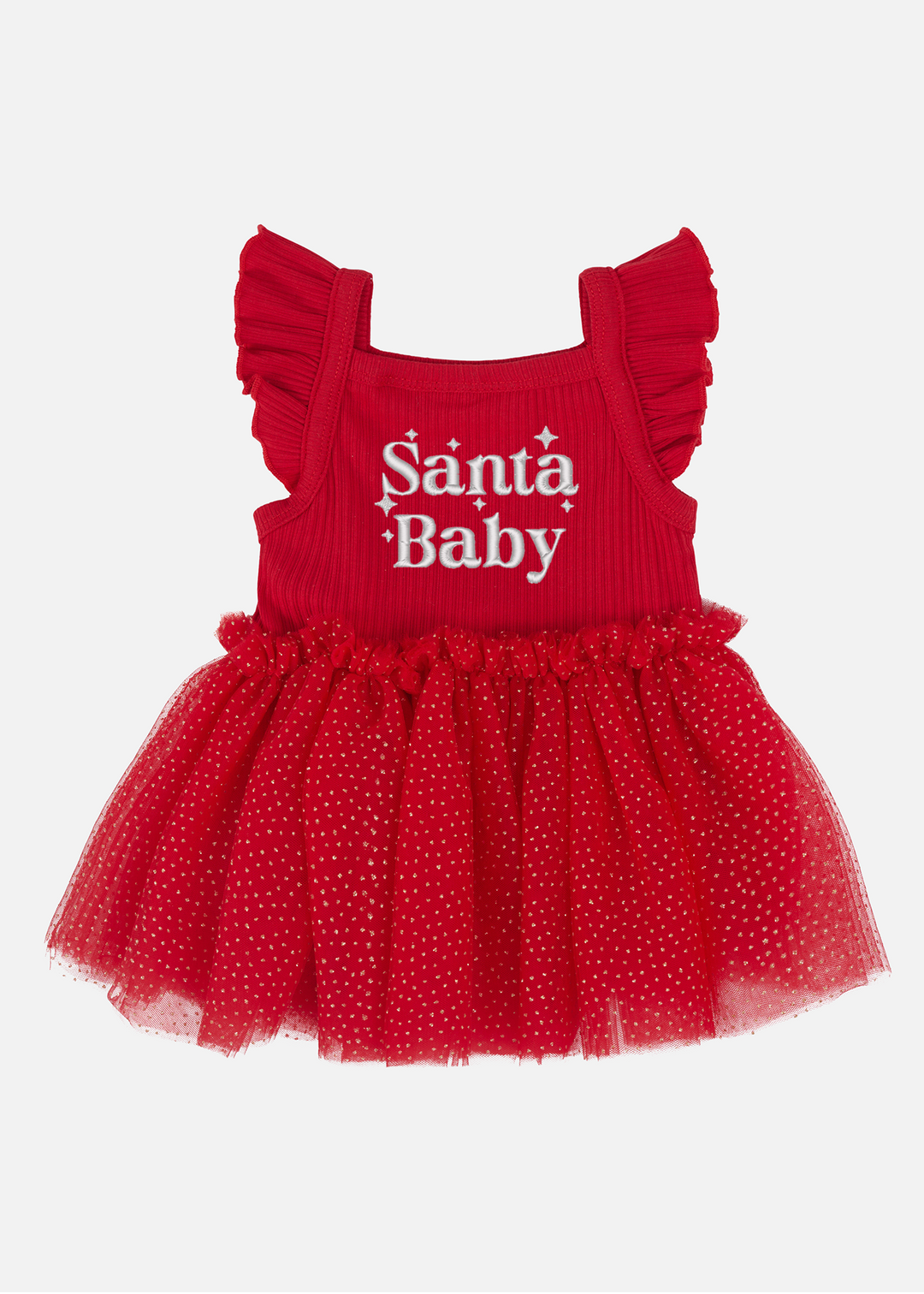 Cozy Flutter Tutu Dress - Red