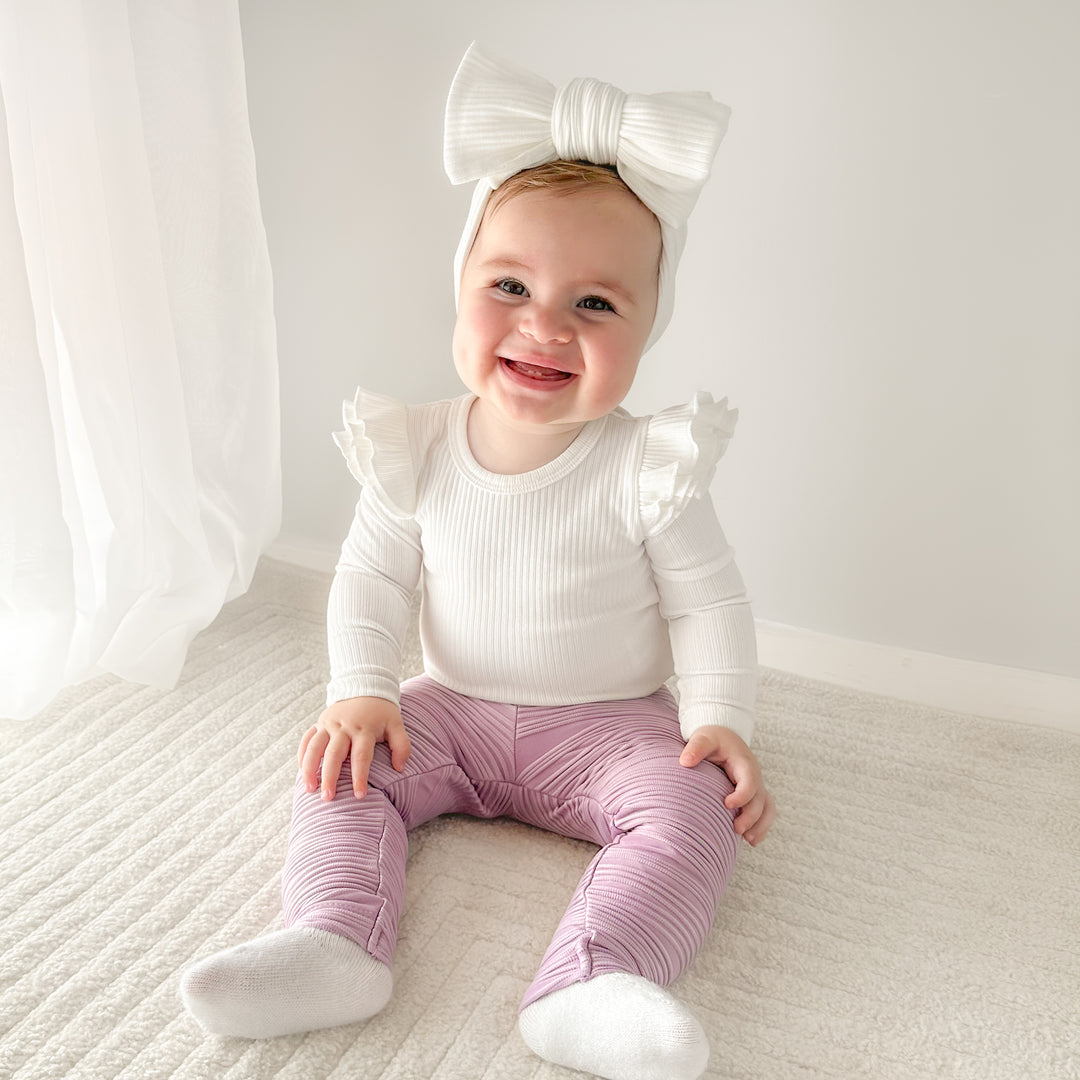 baby purple ribbed leggings