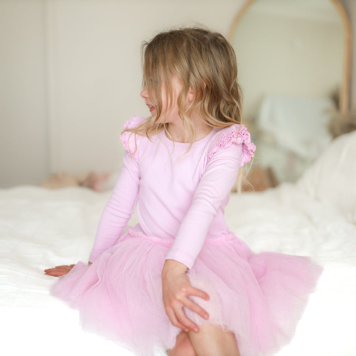 girls lilac long sleeve tutu dress