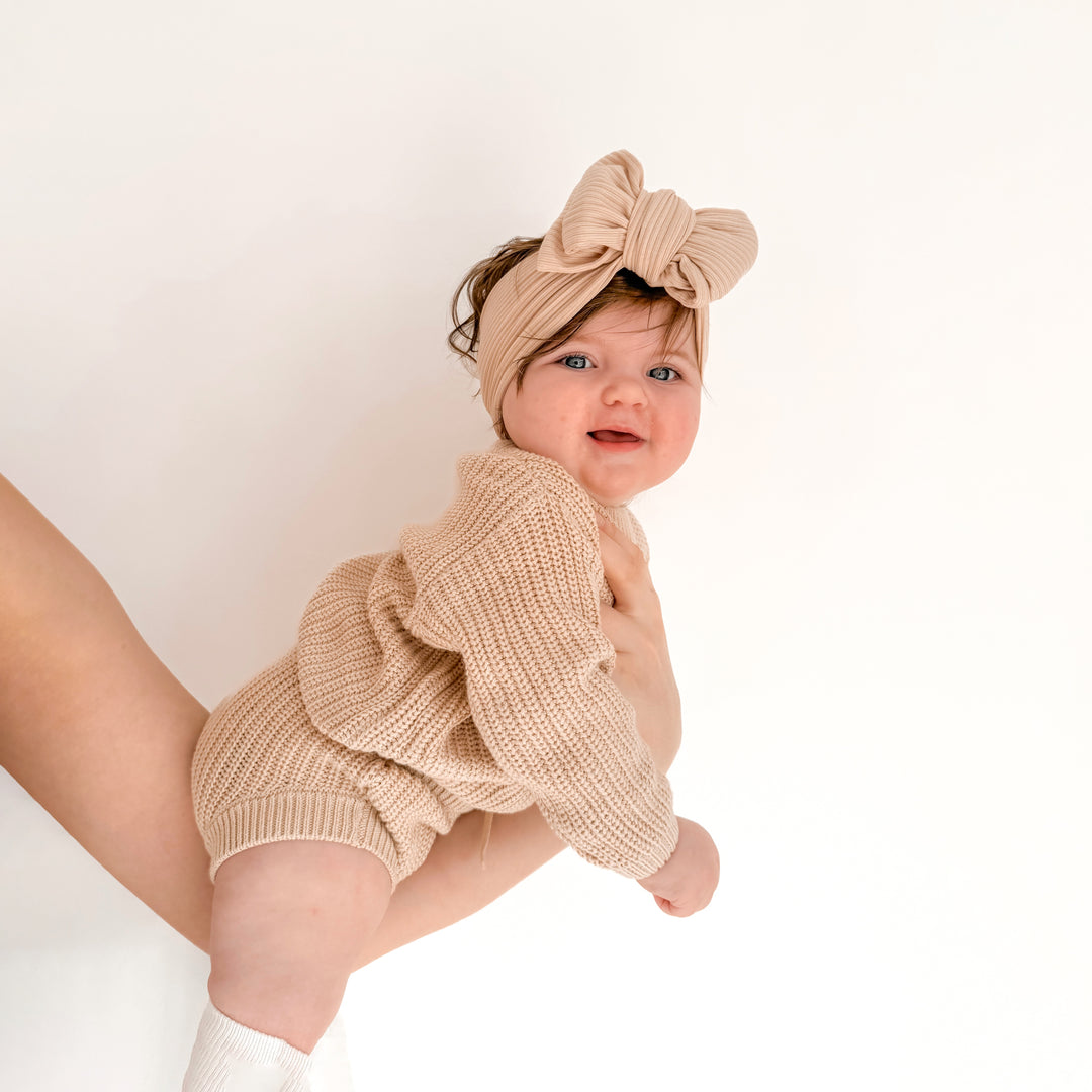 oatmeal baby chunky knitted bloomers