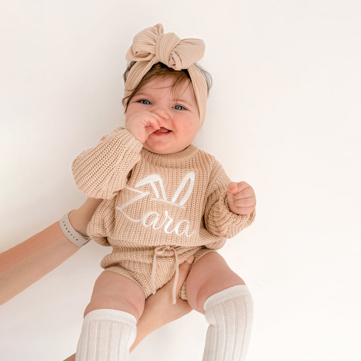 oatmeal baby chunky knitted bloomers