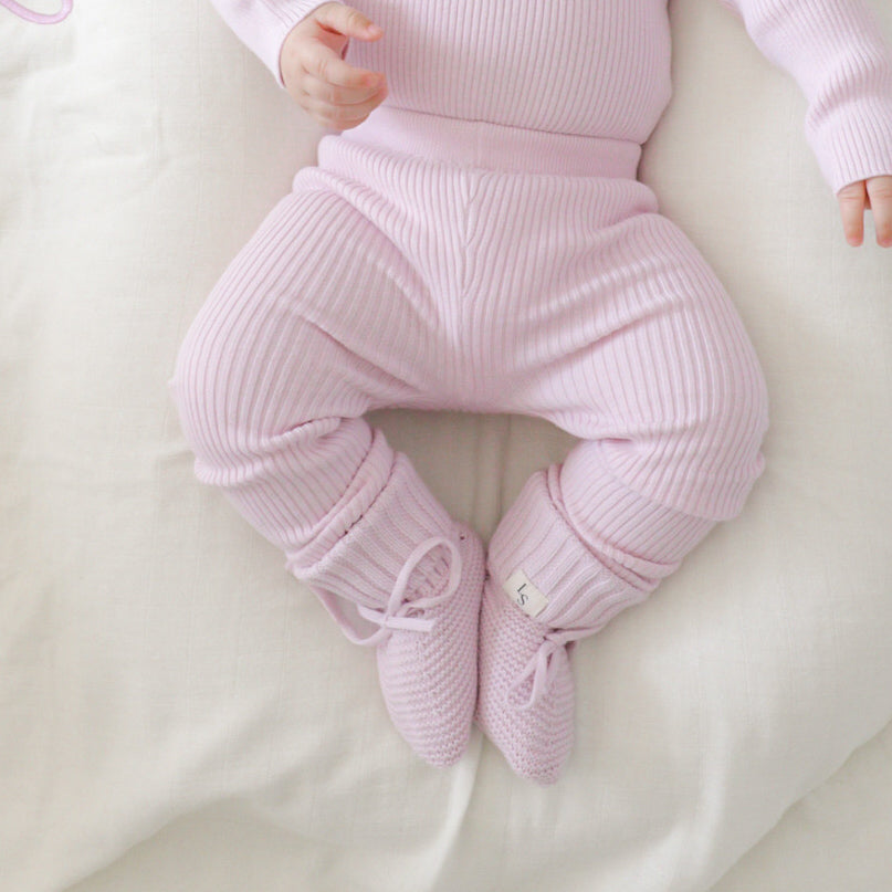 baby girls lilac knitted leggings