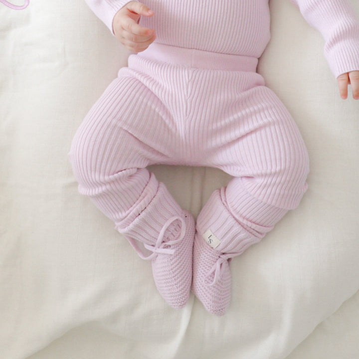 baby girls lilac knitted leggings